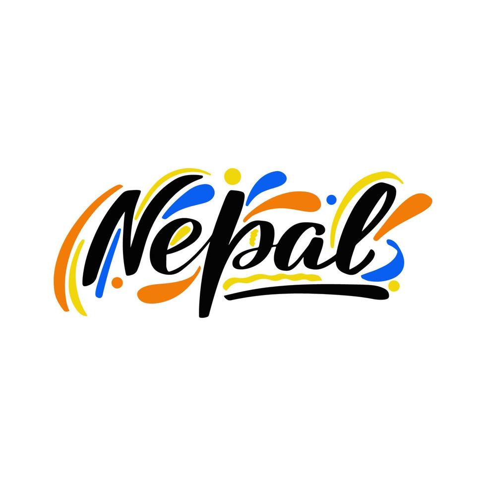 pincel inspirador escrito a mano con letras nepal. ilustración de caligrafía vectorial sobre fondo blanco. tipografía para pancartas, insignias, postales, camisetas, impresiones, carteles. vector