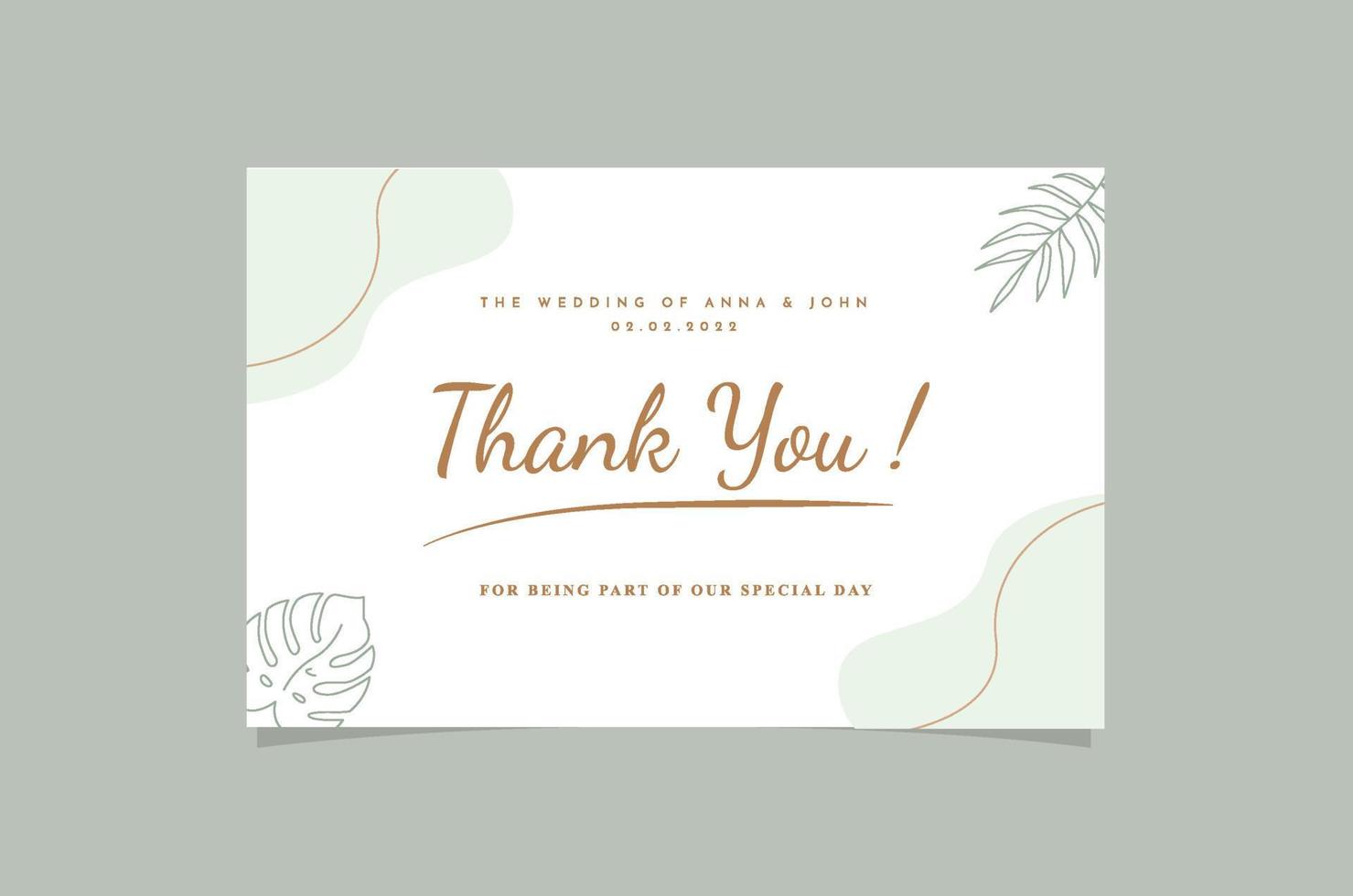 gracias plantilla de tarjeta de boda con decoración floral acuarela vector