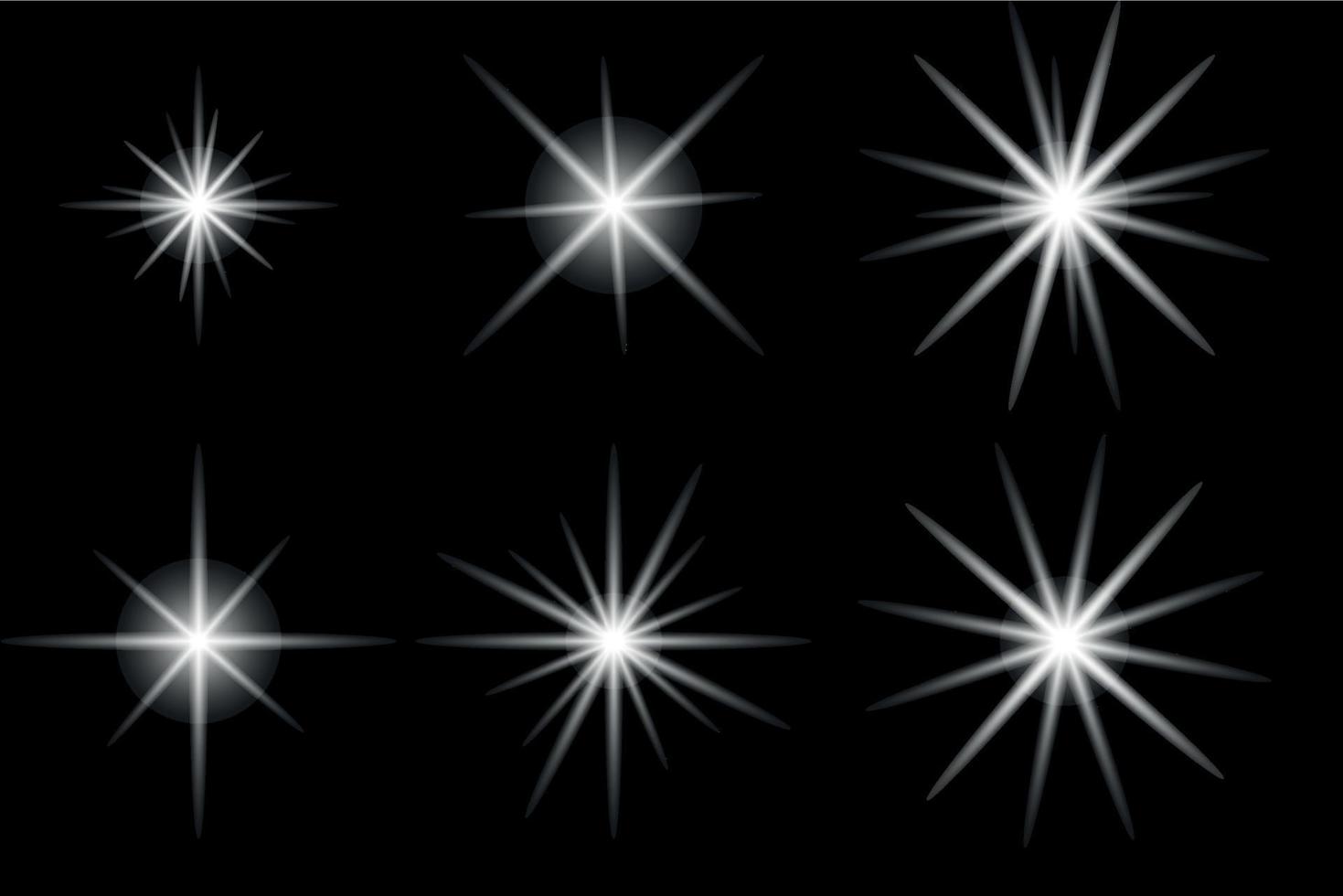 Set of stars on black background vector