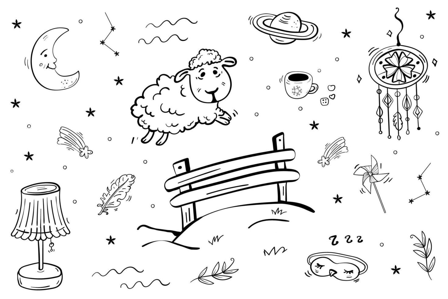 Set bundle sleep time hand drawn vector