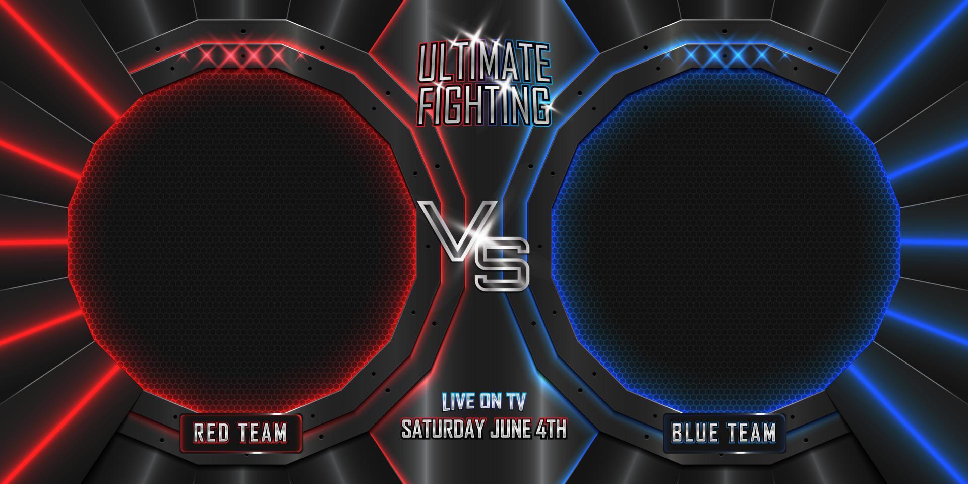 ultimate fight versus horizontal poster background realistic 3d style effect vector