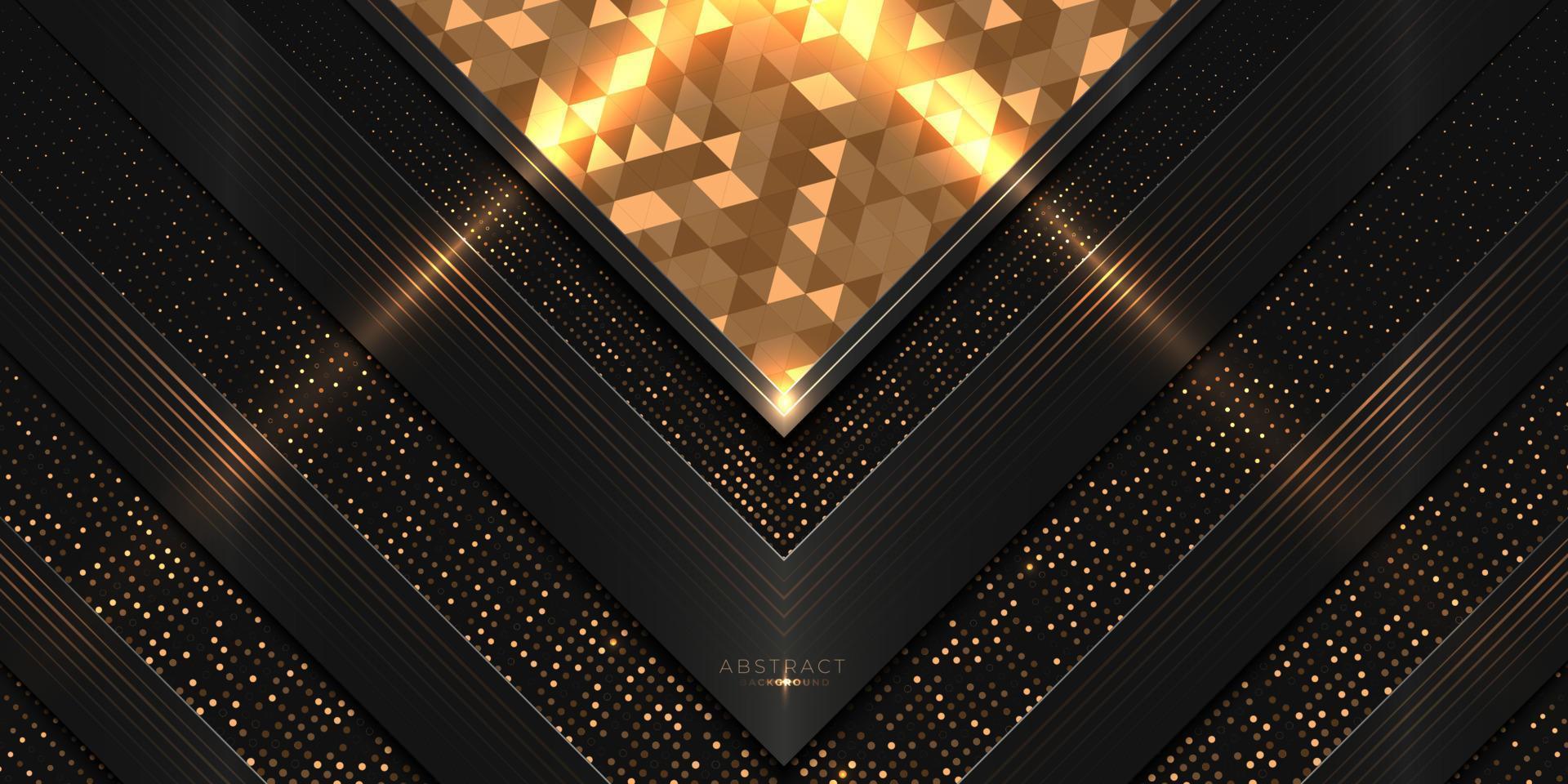 fondo de premio de lujo con patrón triangular brillante dorado y brillos vector