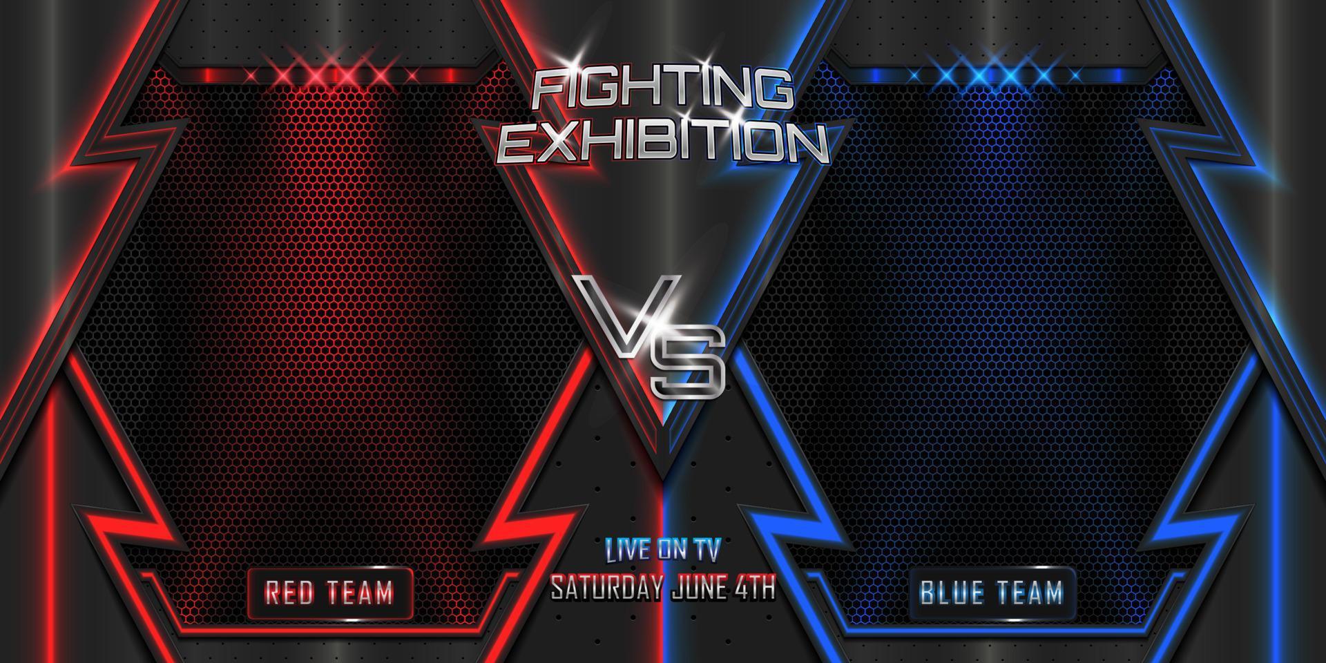 Fighting exhibition versus horizontal background realistic 3d style effect vector
