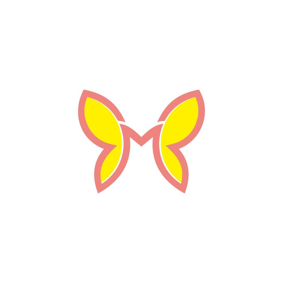 letra m mariposa símbolo colorido línea geométrica logo vector