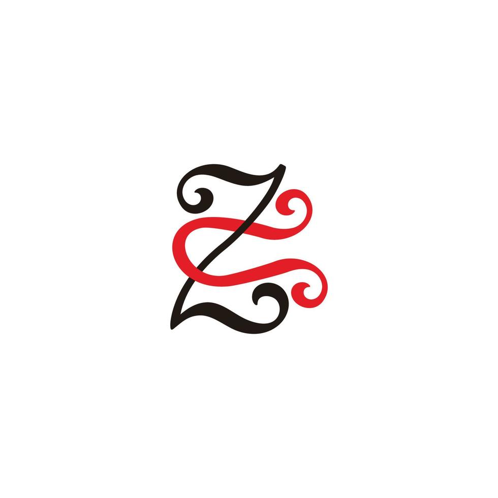letra zc curvas simples espiral vinculado colorido logotipo vector
