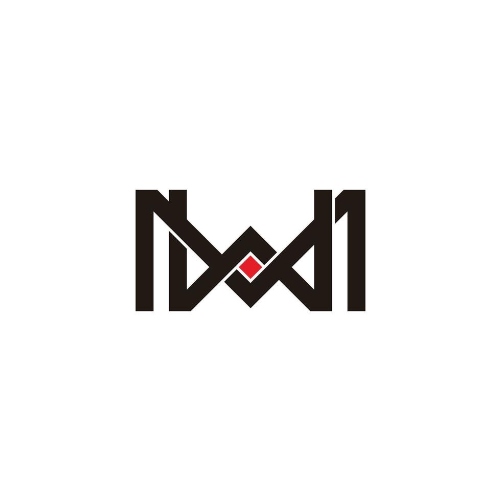 letter mw simple overlapping line dot geometric logo vector