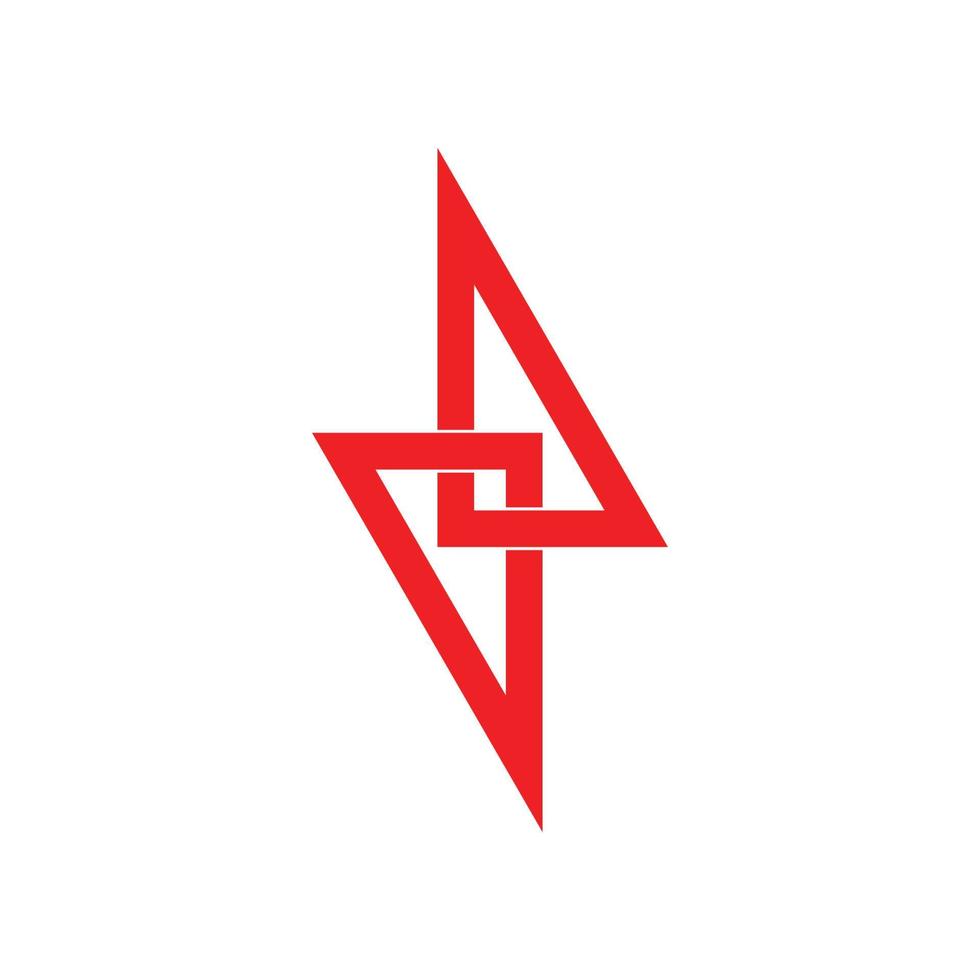 triangle linked thunder bolt shape overlap logo vector