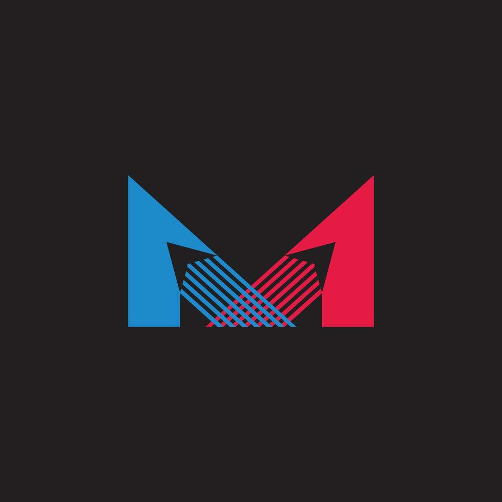 vector de logotipo geométrico de flechas de movimiento colorido de letra m