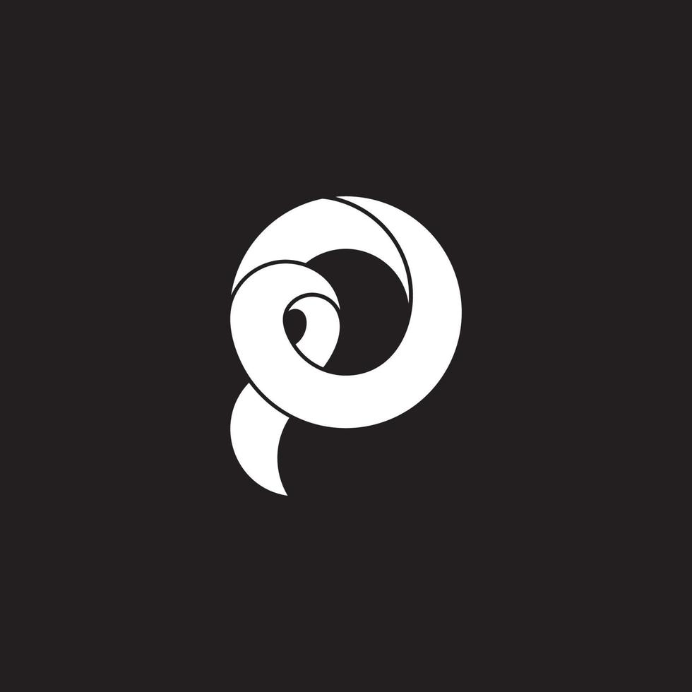 letter p 3d ribbon design symbol logo vector