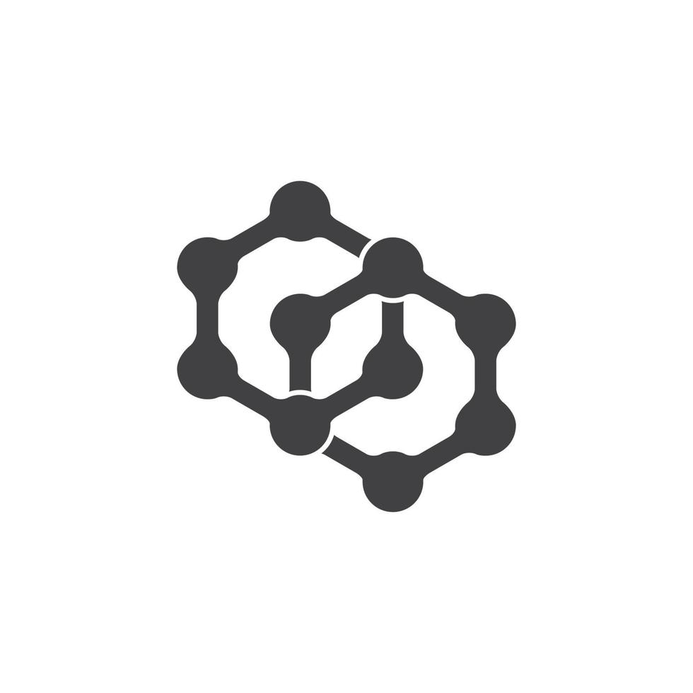linked hexagonal dots simple logo vector