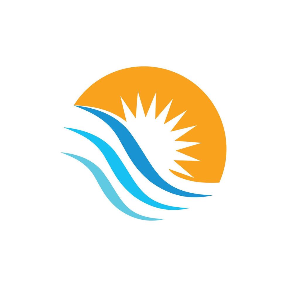simple geometric sun waves colorful design logo vector