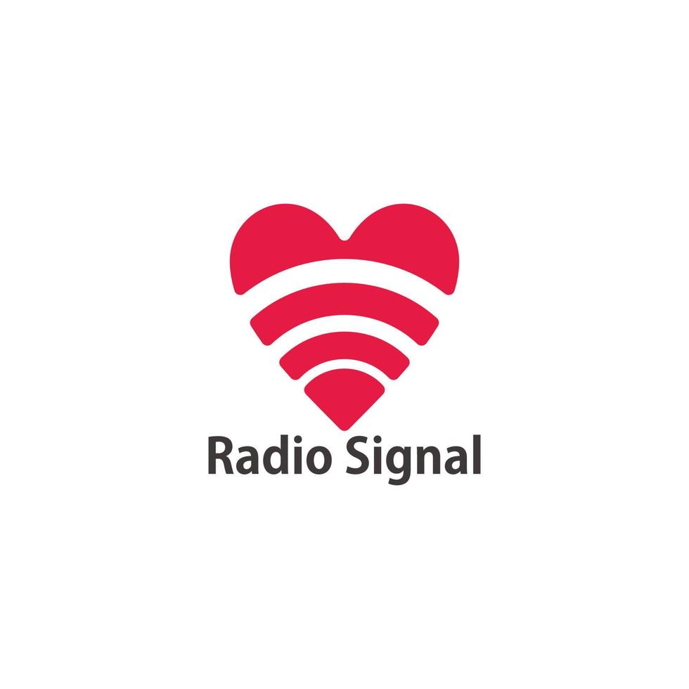 señal de radio vector de logotipo de símbolo de forma de amor geométrico