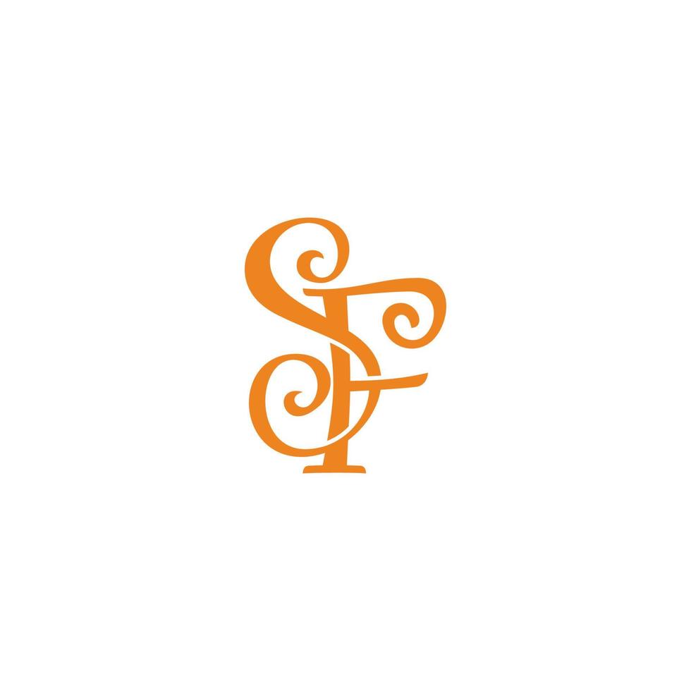 letter sf 3d flat ribbon simple logo vector