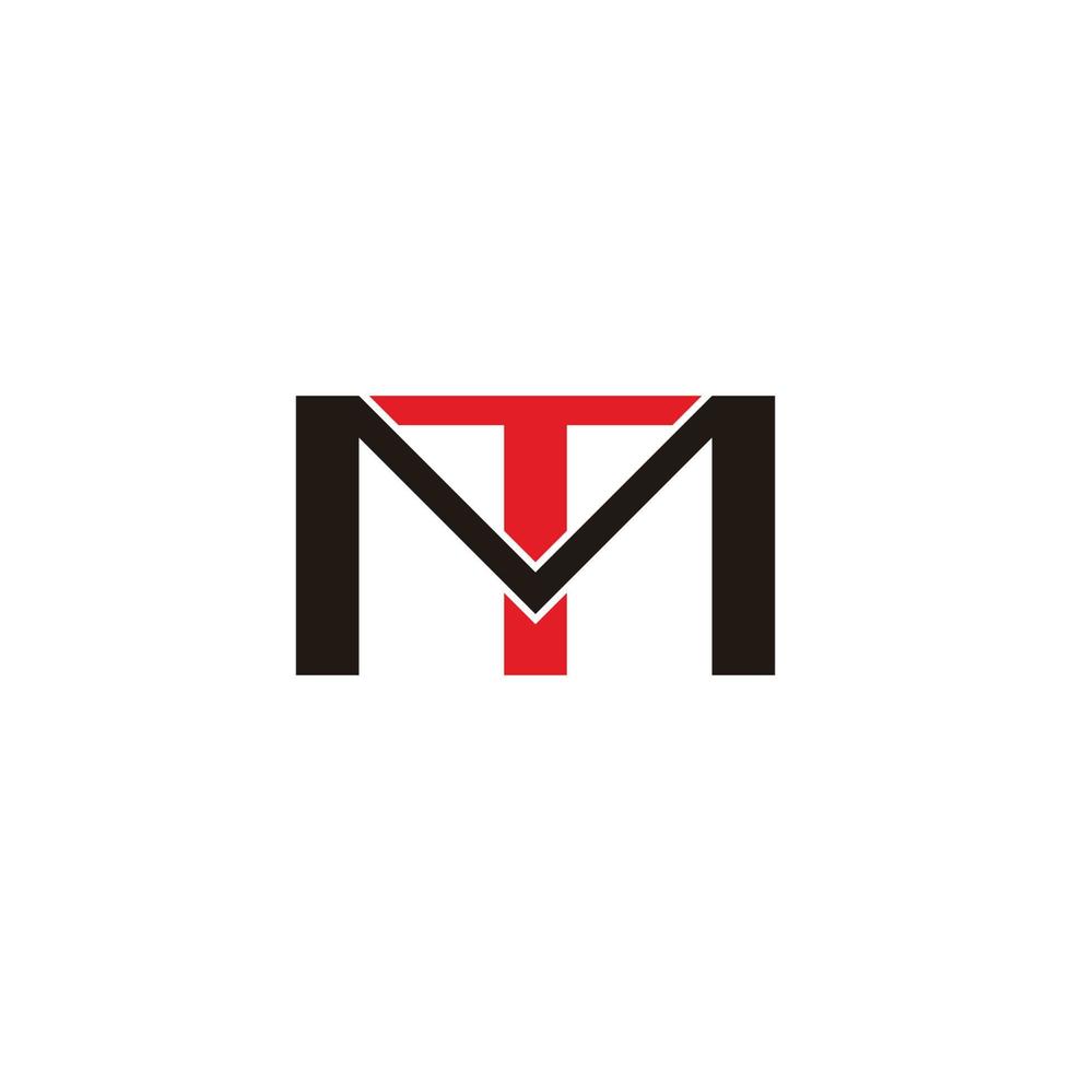 letter mt linked colorful geometric logo vector