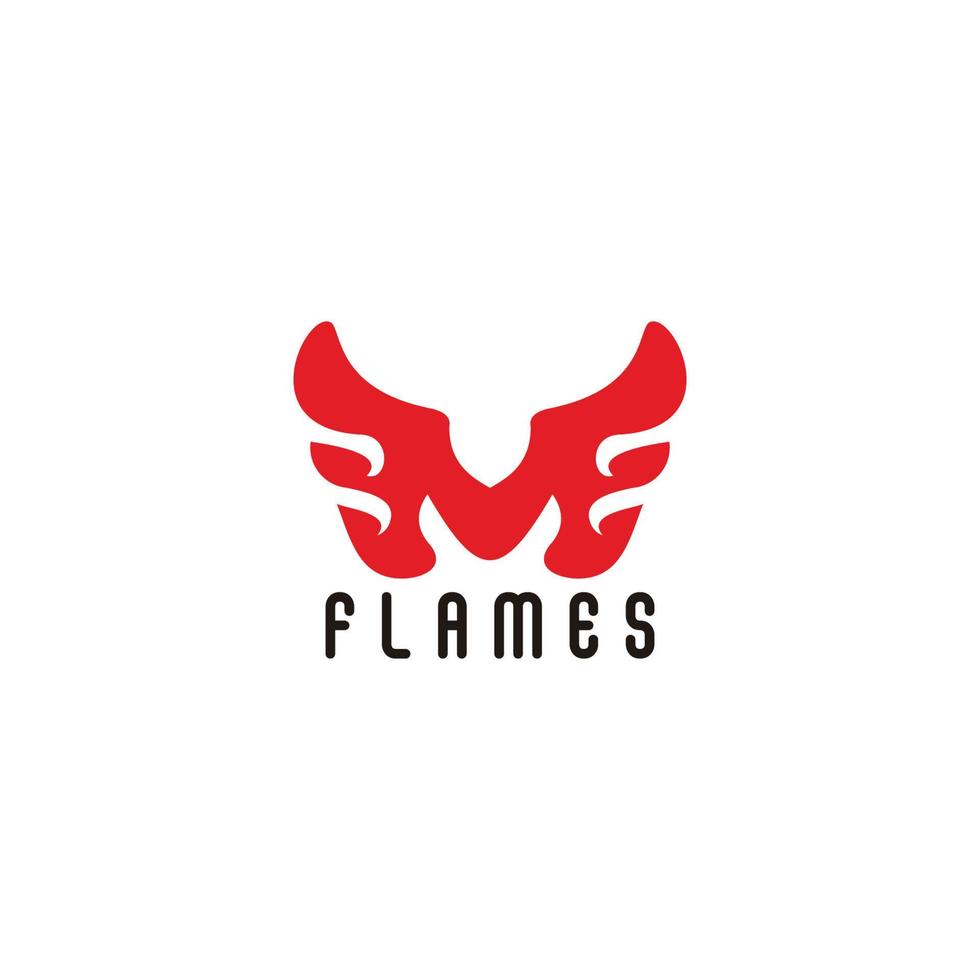 letter mf red flame geometric design logo vector