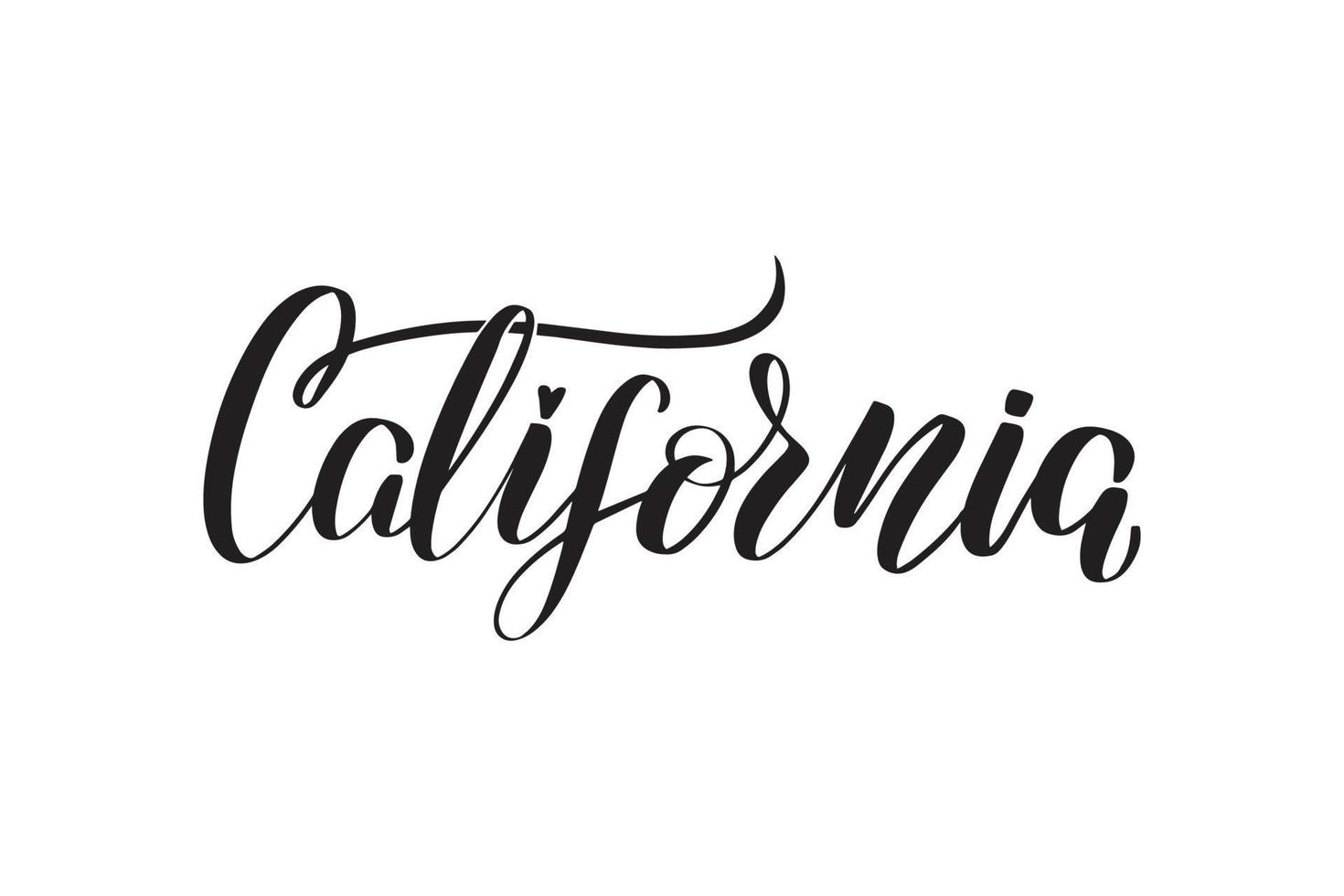 Inspirational handwritten brush lettering Califorinia. Vector calligraphy illustration isolated on white background. Typography for banners, badges, postcard, tshirt, prints, posters.