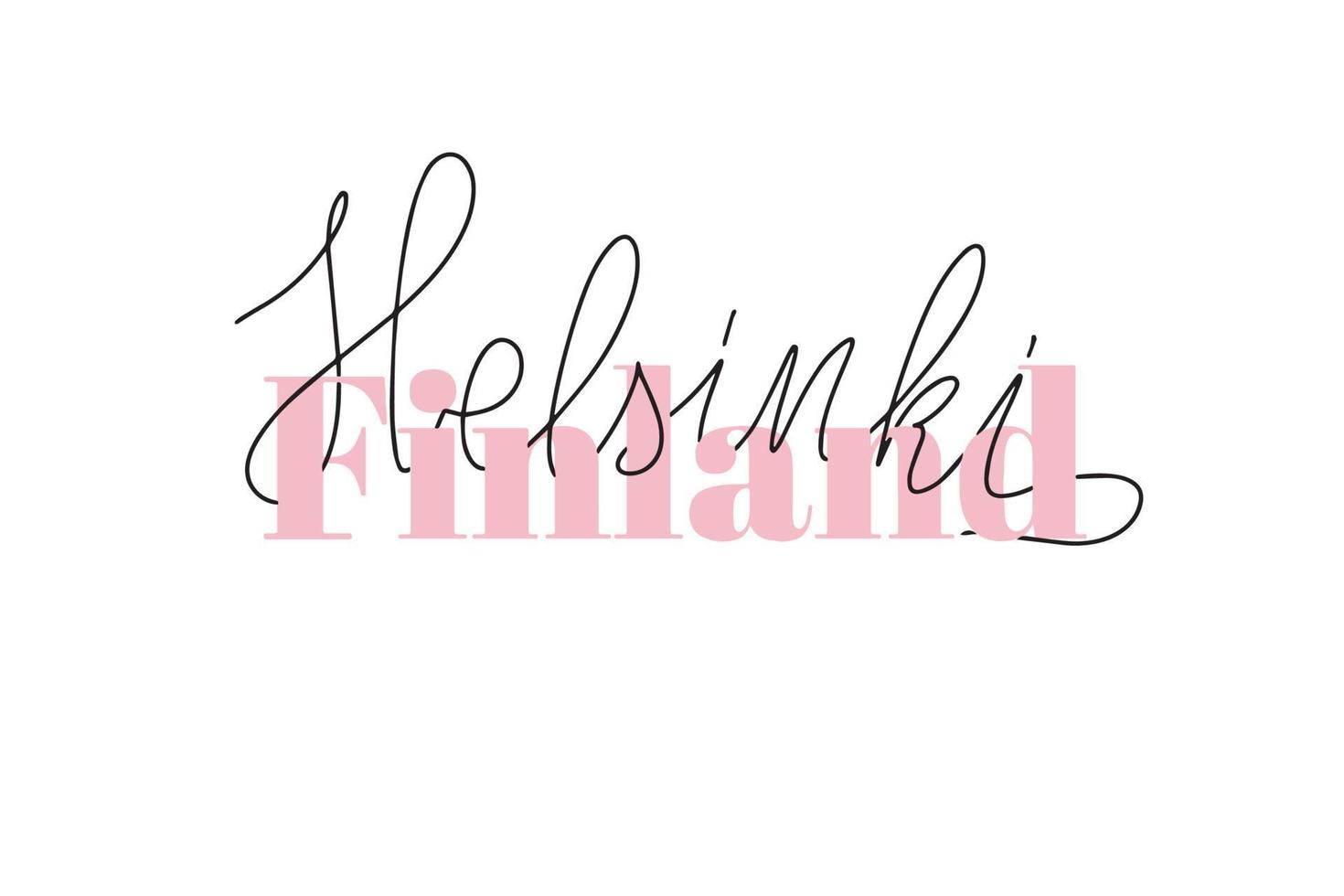 pincel inspirador escrito a mano con letras finlandia helsinki. ilustración de caligrafía vectorial aislada sobre fondo blanco. tipografía para pancartas, insignias, postales, camisetas, impresiones, carteles. vector