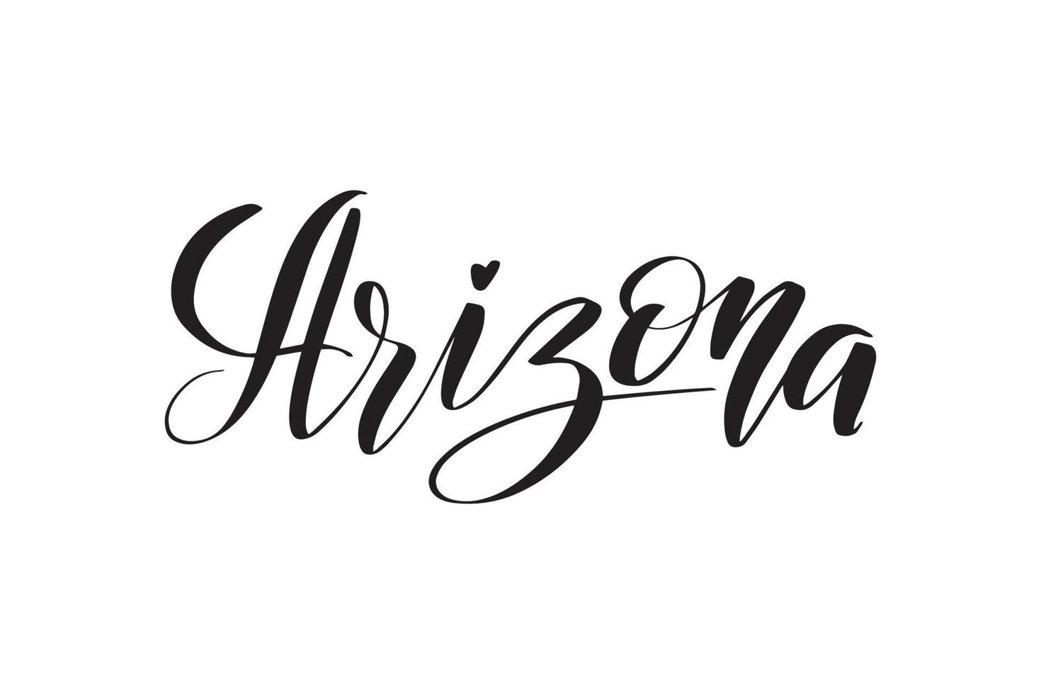 Inspirational handwritten brush lettering Arizona. Vector calligraphy illustration isolated on white background. Typography for banners, badges, postcard, tshirt, prints, posters.