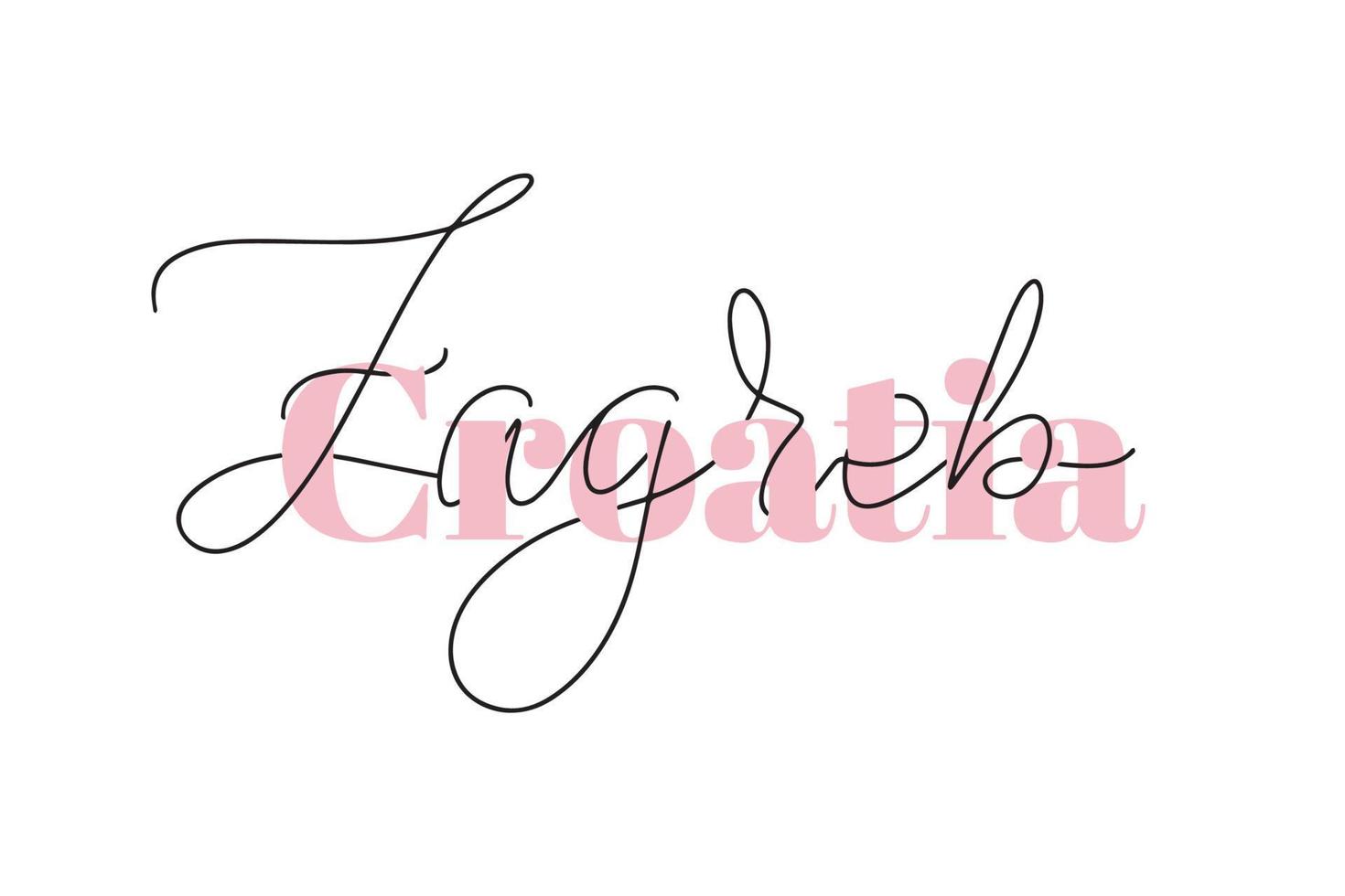 Inspirational handwritten brush lettering Croatia Zagreb. Vector calligraphy illustration isolated on white background. Typography for banners, badges, postcard, tshirt, prints, posters.