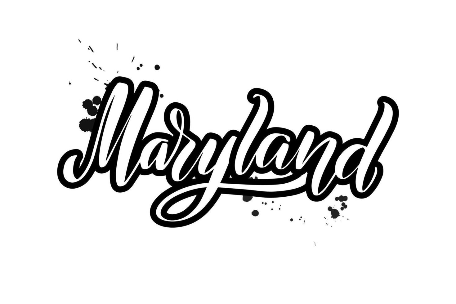 pincel inspirador escrito a mano con letras maryland. ilustración de caligrafía vectorial aislada sobre fondo blanco. tipografía para pancartas, insignias, postales, camisetas, impresiones, carteles. vector