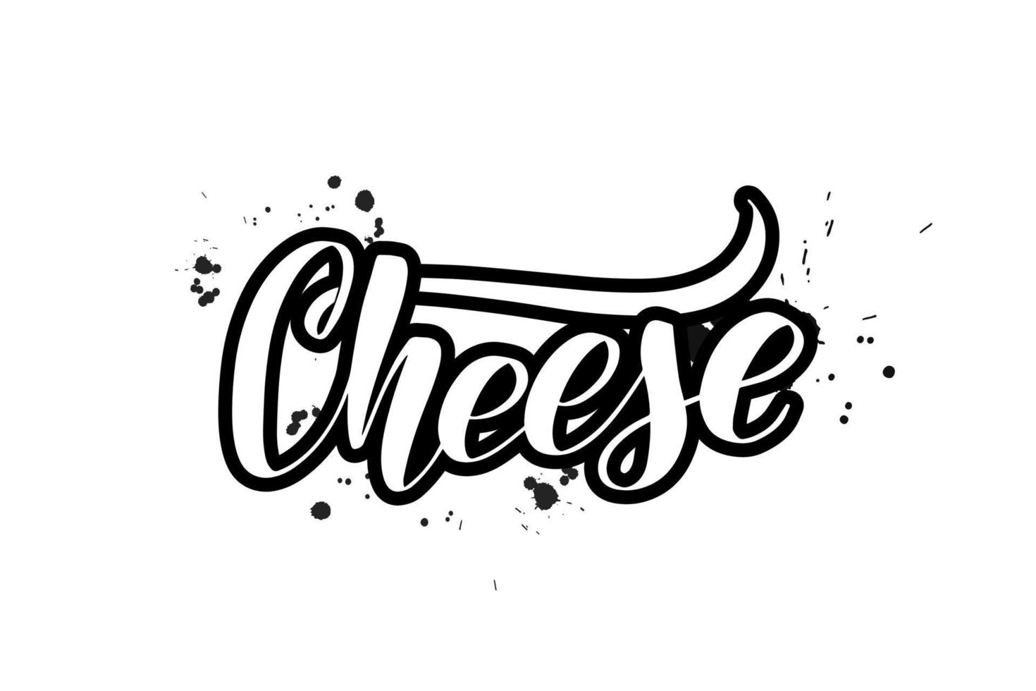 Inspirational handwritten brush lettering Cheese. Vector calligraphy illustration isolated on white background. Typography for banners, badges, postcard, tshirt, prints, posters.