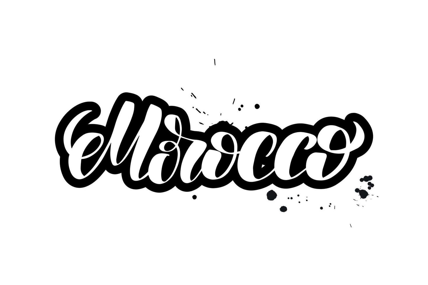 pincel inspirador escrito a mano con letras marruecos. ilustración de caligrafía vectorial aislada sobre fondo blanco. tipografía para pancartas, insignias, postales, camisetas, impresiones, carteles. vector