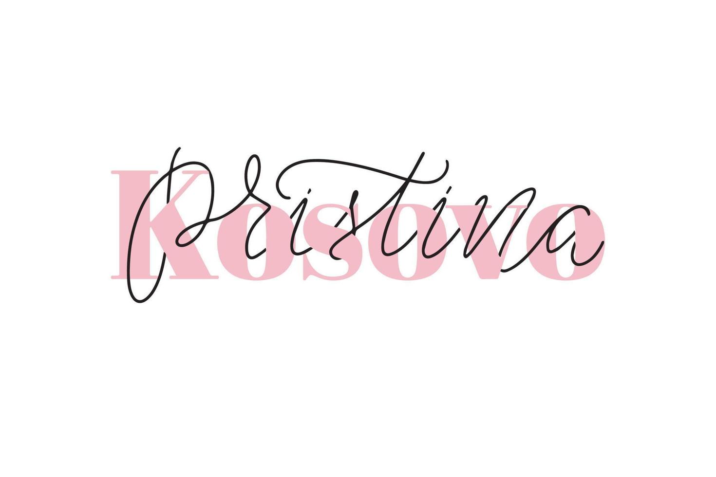 Inspirational handwritten brush lettering Kosovo Pristina. Vector calligraphy illustration isolated on white background. Typography for banners, badges, postcard, tshirt, prints, posters.
