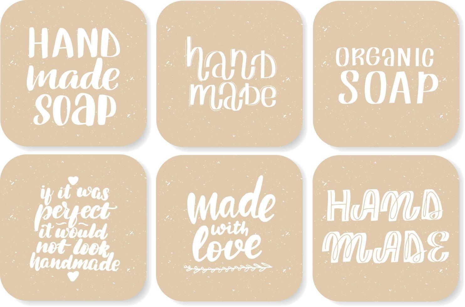 Set of handwritten lettering labels. Stickers with hand drawn typography inscriptions. Great vector stock calligraphy illustrations for handmade and scrapbooking, diaries, cards, badges, social media.