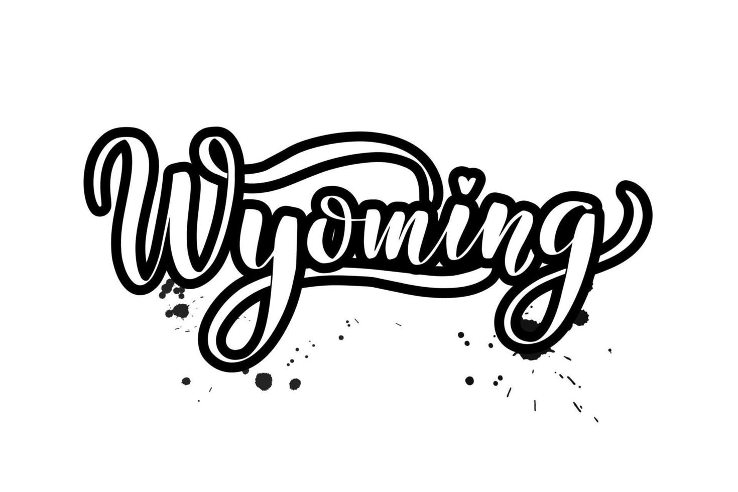 Inspirational handwritten brush lettering Wyoming. Vector calligraphy illustration isolated on white background. Typography for banners, badges, postcard, tshirt, prints, posters.