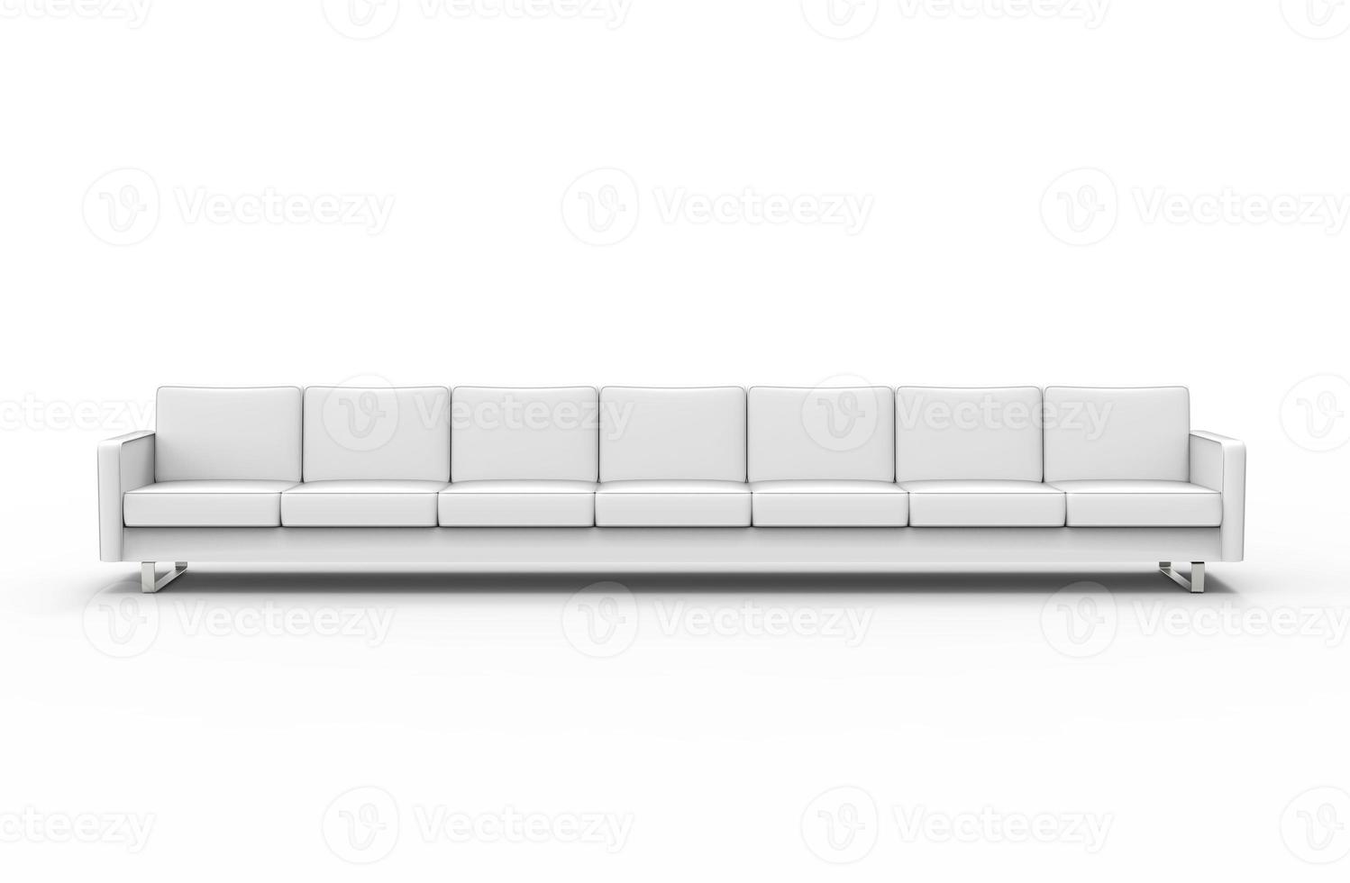 Extremely long white sofa isolated on white background. 3d rendering photo