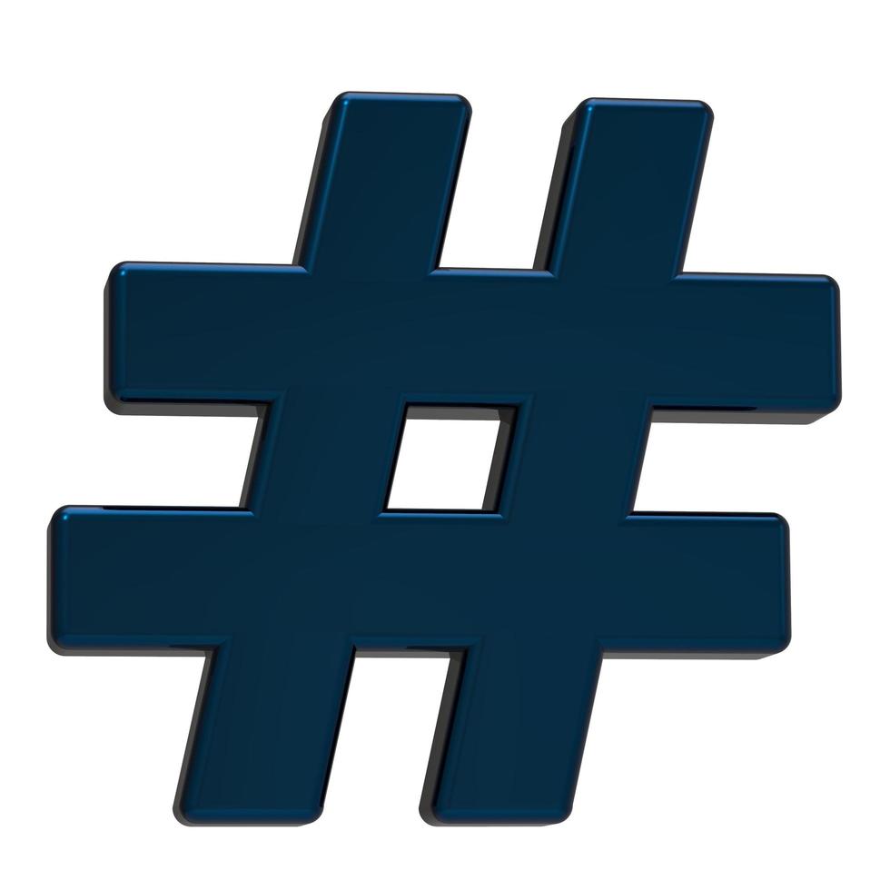 Hashtag icon isolated on white background. 3D Illustration. photo