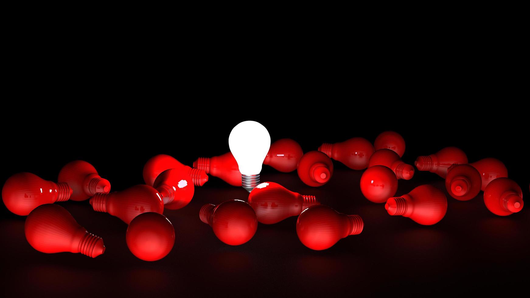 Light bulbs on dark background. Idea concept. 3D Illustration. photo