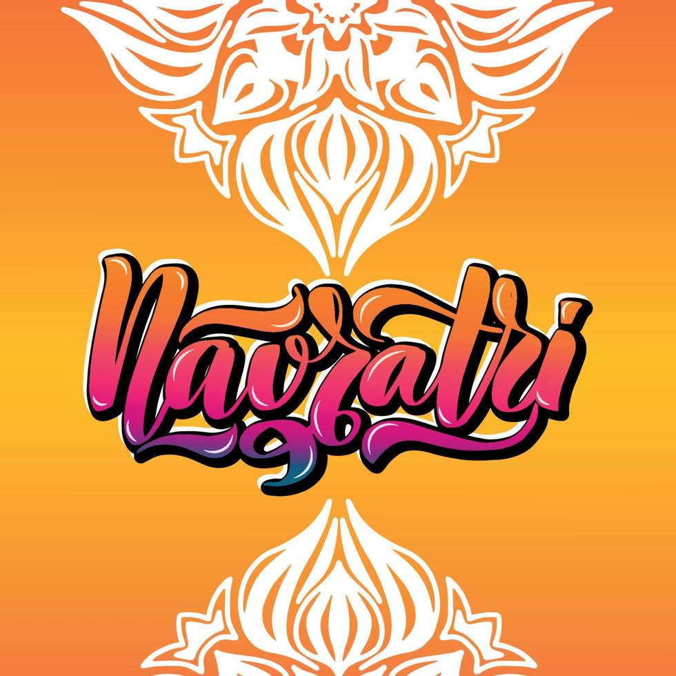 feliz navratri. tipografía vectorial de celebración del festival indio para banner, diseño de logotipo. gran ilustración de caligrafía stock letras manuscritas, diarios, tarjetas, insignias, tipografía redes sociales. vector