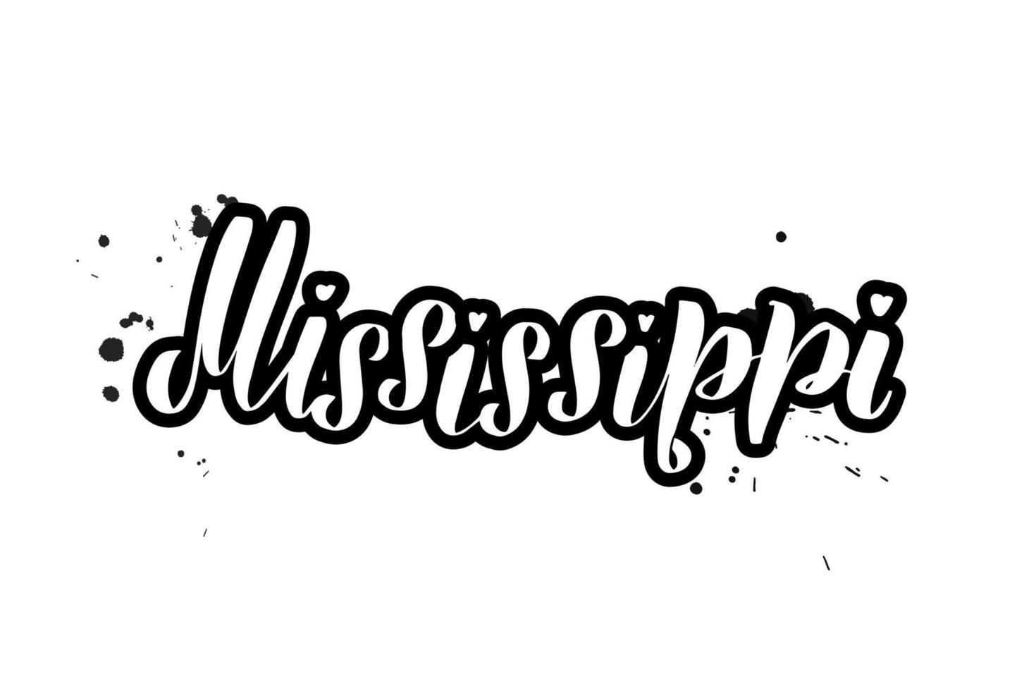 pincel inspirador escrito a mano con letras mississippi. ilustración de caligrafía vectorial aislada sobre fondo blanco. tipografía para pancartas, insignias, postales, camisetas, impresiones, carteles. vector