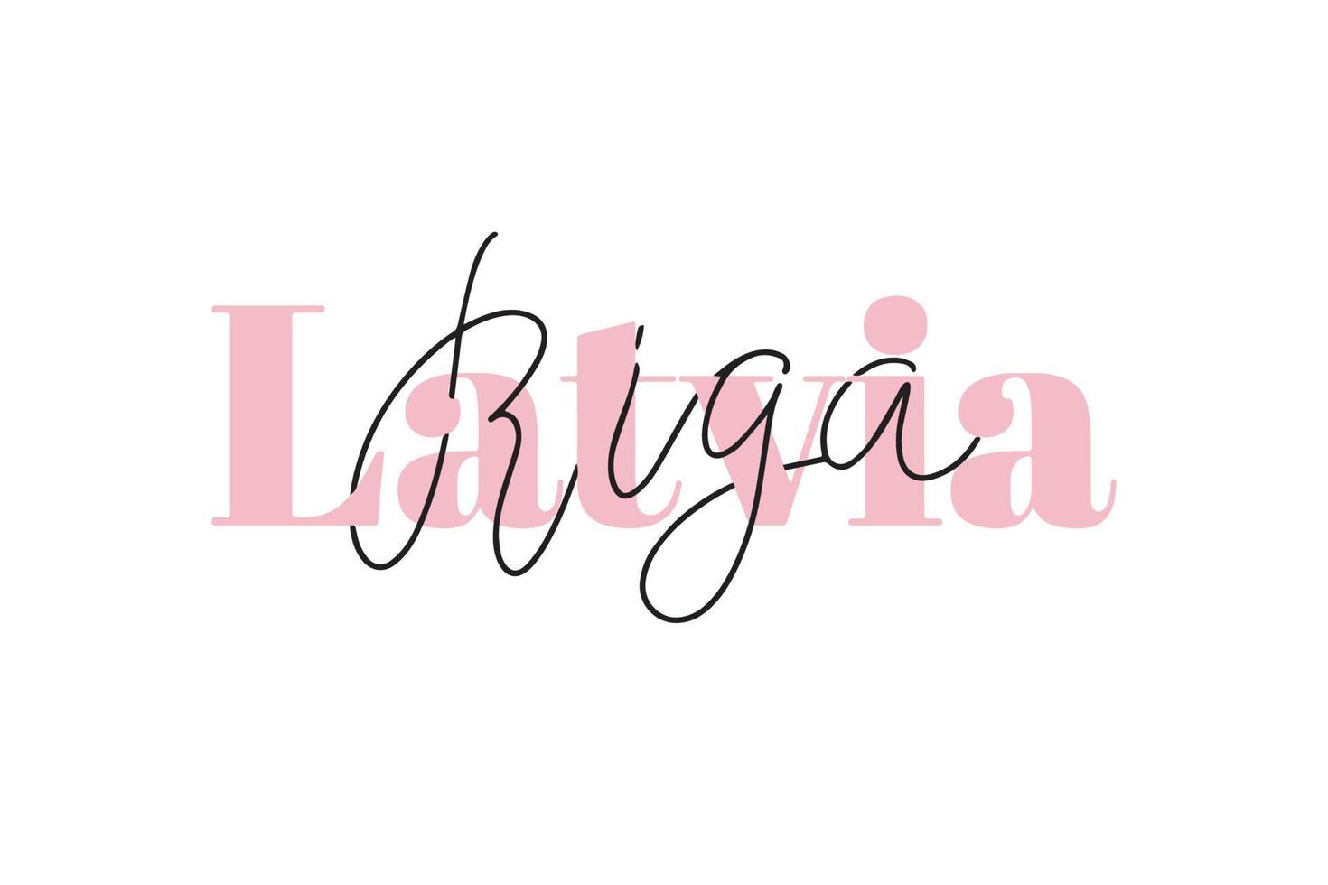 Inspirational handwritten brush lettering Latvia Riga. Vector calligraphy illustration isolated on white background. Typography for banners, badges, postcard, tshirt, prints, posters.