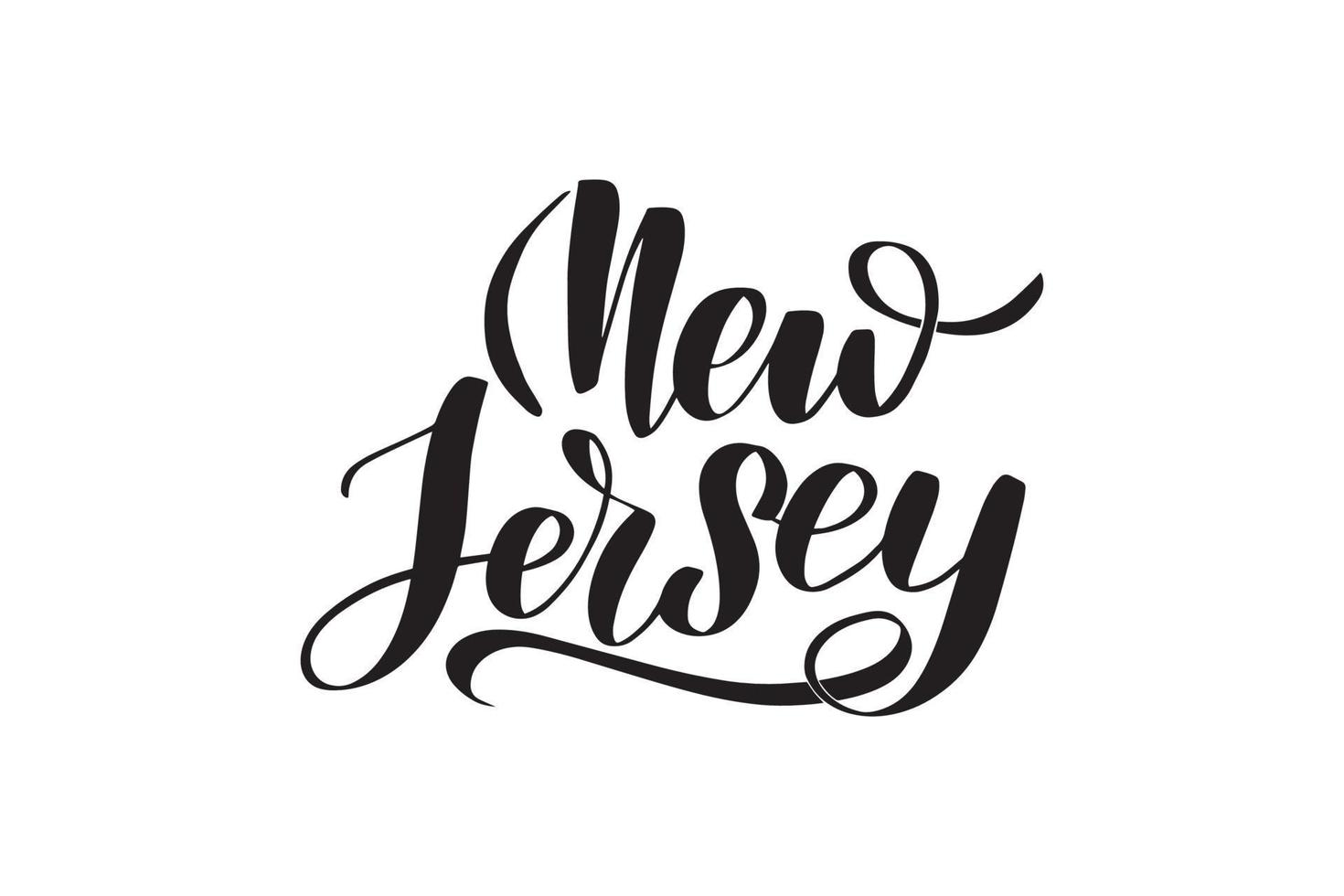 Inspirational handwritten brush lettering New Jersey. Vector calligraphy illustration isolated on white background. Typography for banners, badges, postcard, tshirt, prints, posters.