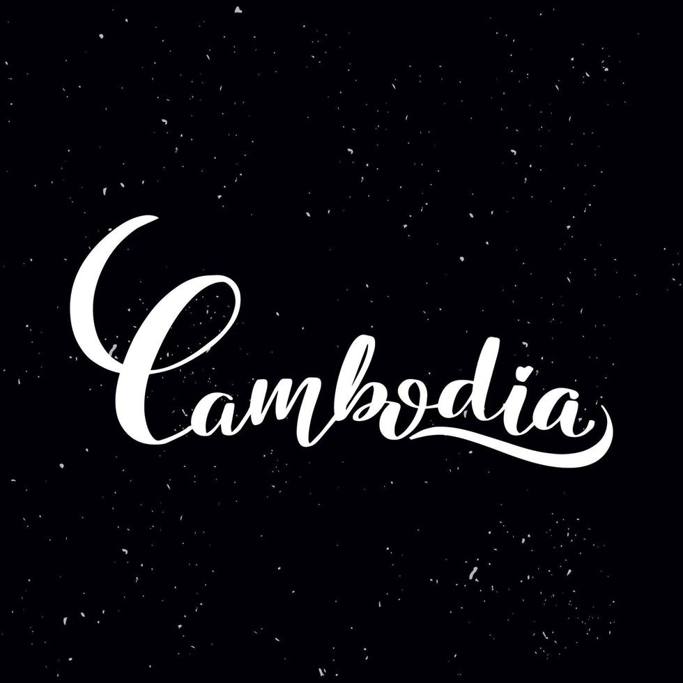 Chalkboard blackboard lettering Cambodia. Handwritten calligraphy text, chalk on a blackboard, vector stock illustration. Greetings for logotype, badge, icon.