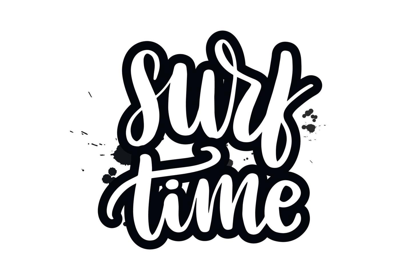 Inspirational handwritten brush lettering surf time. Vector calligraphy illustration isolated on white background. Typography for banners, badges, postcard, tshirt, prints, posters.