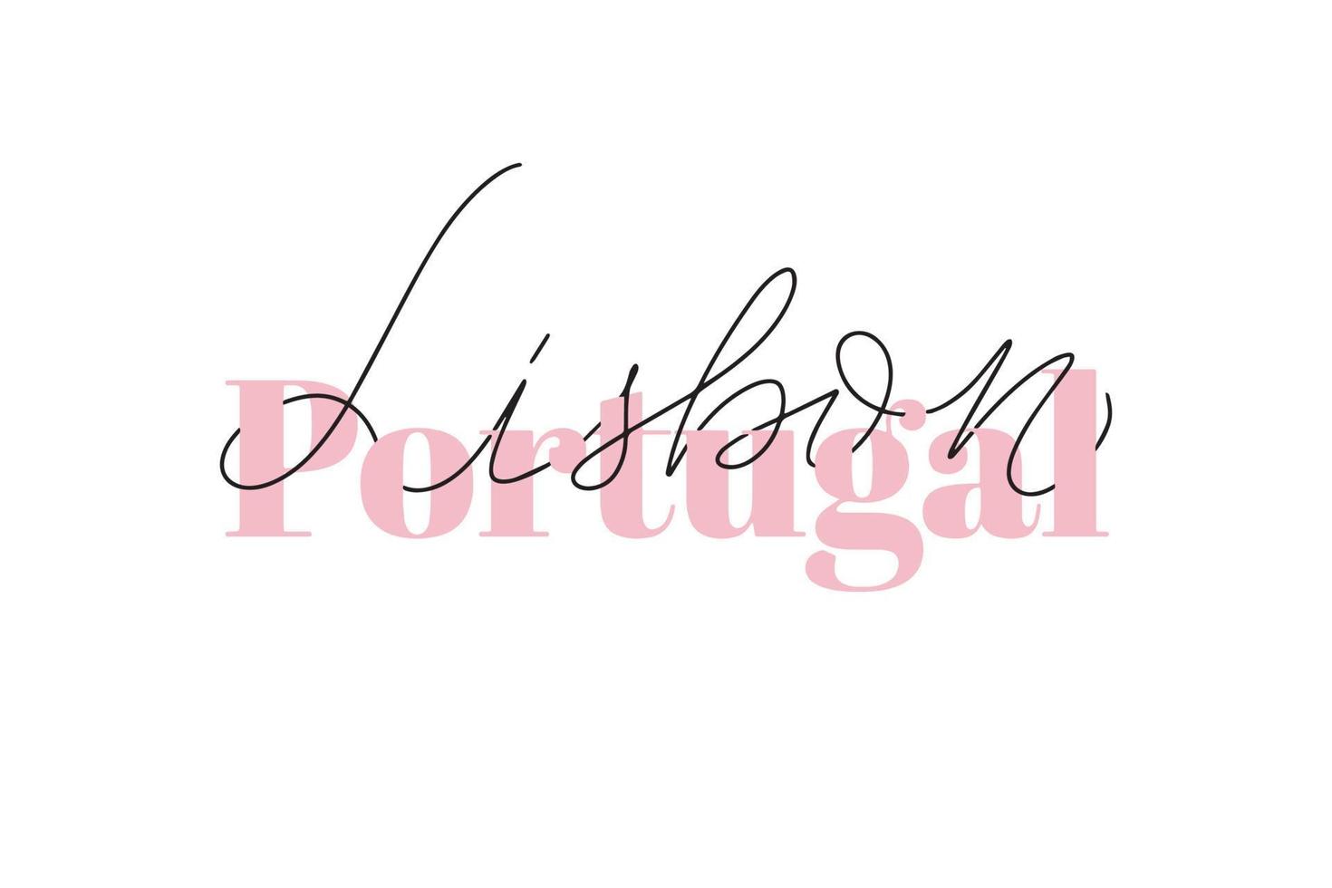 Inspirational handwritten brush lettering Portugal Lisbon. Vector calligraphy illustration isolated on white background. Typography for banners, badges, postcard, tshirt, prints, posters.
