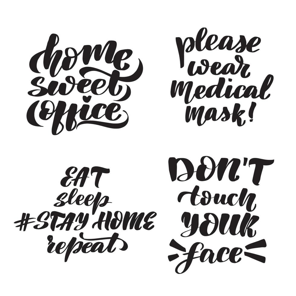 Inspirational Handwritten Brush Lettering Set About Quarantine.