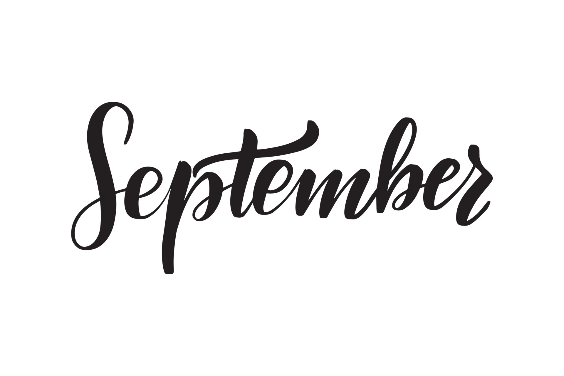 Inspirational handwritten brush lettering September. Vector calligraphy ...