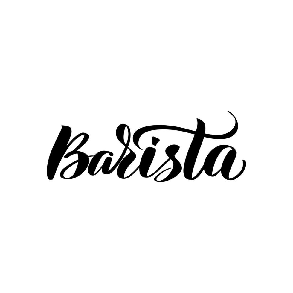 Inspirational handwritten brush lettering barista. Typography for banners, badges, postcard, tshirt, prints, posters. Abstract backgruond in Memphis style. Retro design style with ink texture. vector