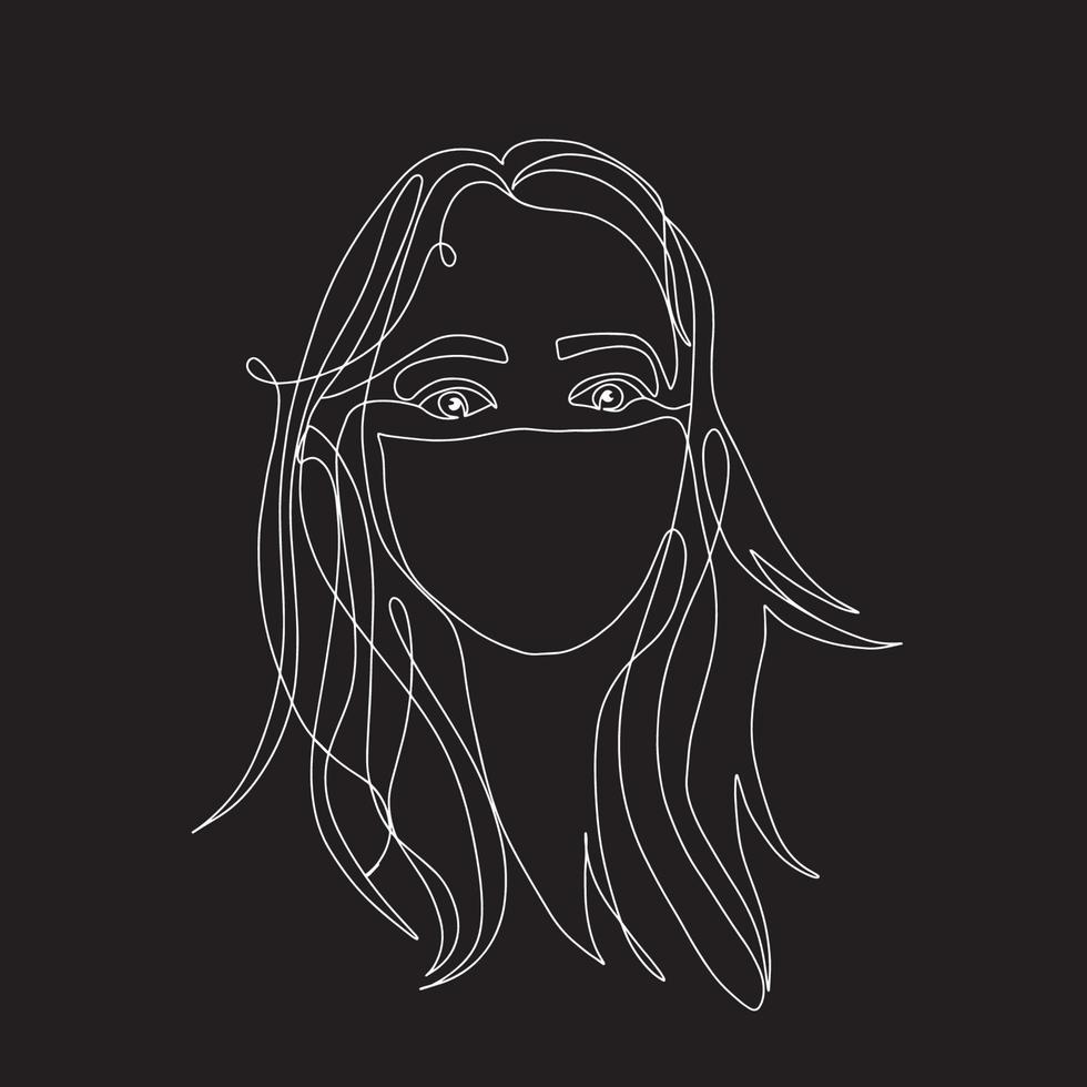 Continuous line, one line, drawing of face and hairstyle, fashion concept, woman beauty minimalist, vector stock illustration for tshirt, slogan design print graphics style
