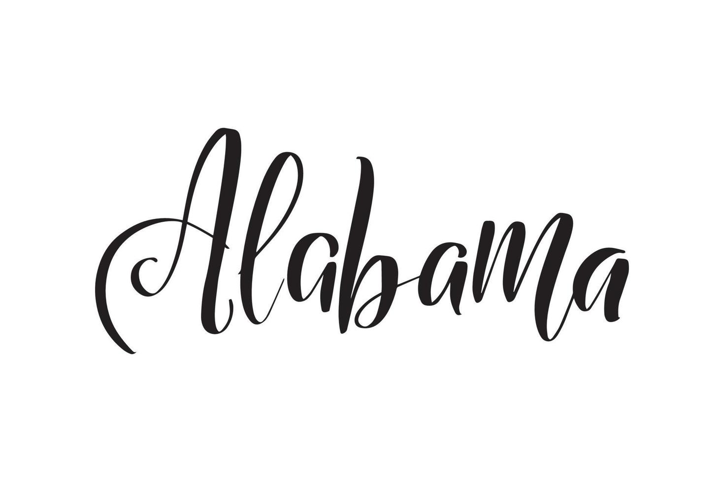 Inspirational handwritten brush lettering Alabama. Vector calligraphy illustration isolated on white background. Typography for banners, badges, postcard, tshirt, prints, posters.