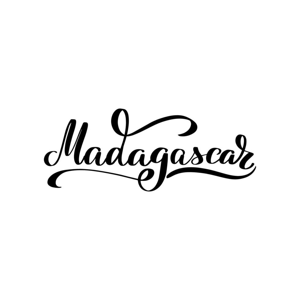 pincel inspirador escrito a mano con letras madagascar. ilustración de caligrafía vectorial sobre fondo blanco. tipografía para pancartas, insignias, postales, camisetas, impresiones, carteles. vector