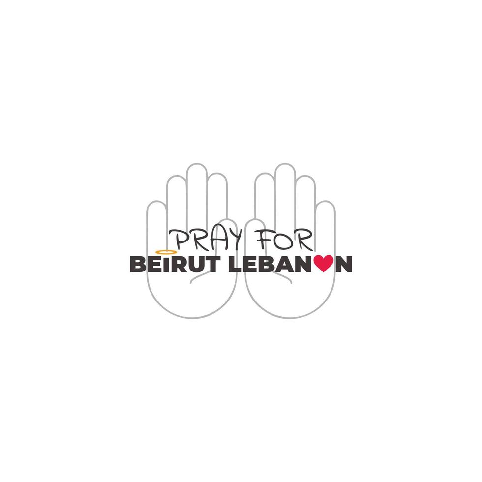 hand pray for beirut lebanon text symbol vector