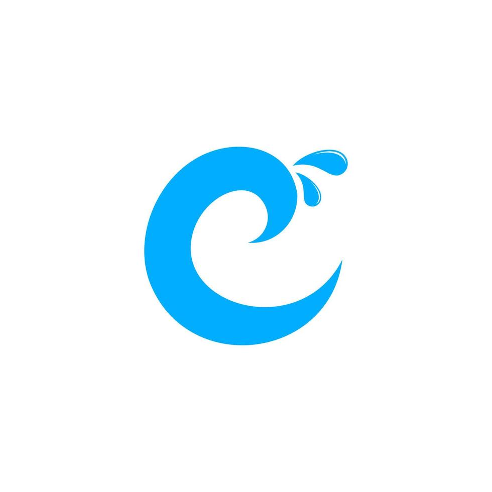 vector de logotipo de diseño de salpicaduras de agua de remolino de letra c