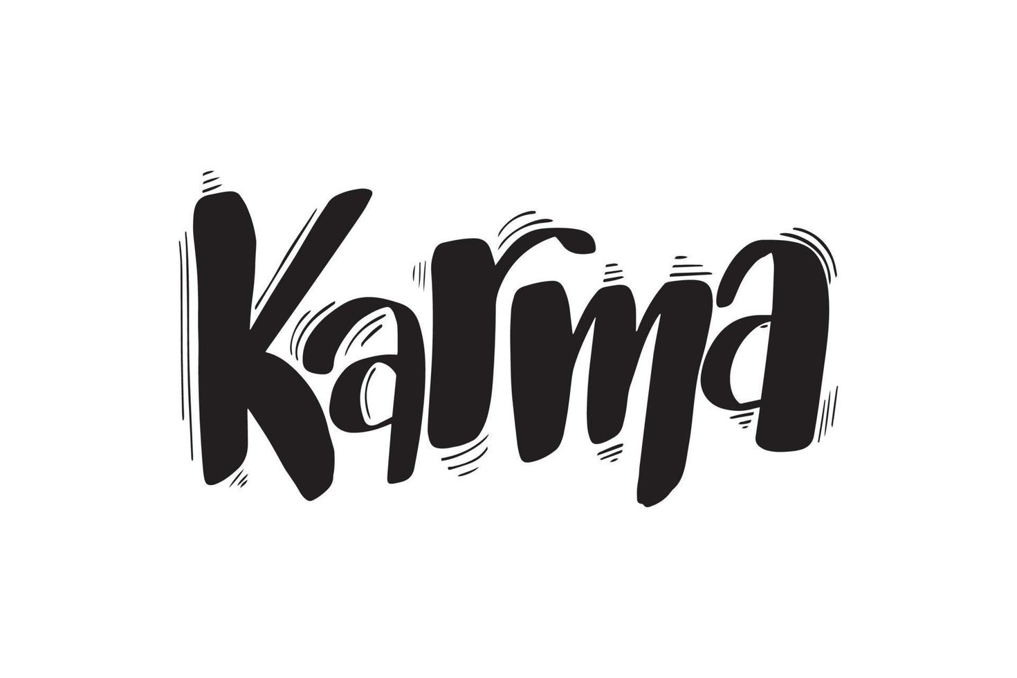 Inspirational handwritten brush lettering karma. Vector calligraphy illustration isolated on white background. Typography for banners, badges, postcard, tshirt, prints, posters.