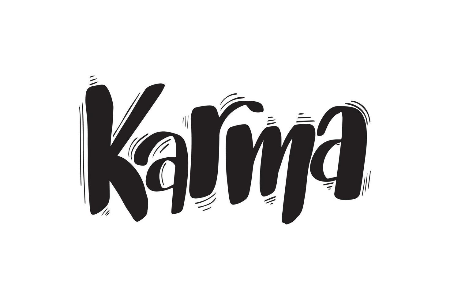 karma de letras de pincel escrito a mano inspirador. ilustración de caligrafía vectorial aislada sobre fondo blanco. tipografía para pancartas, insignias, postales, camisetas, impresiones, carteles. vector