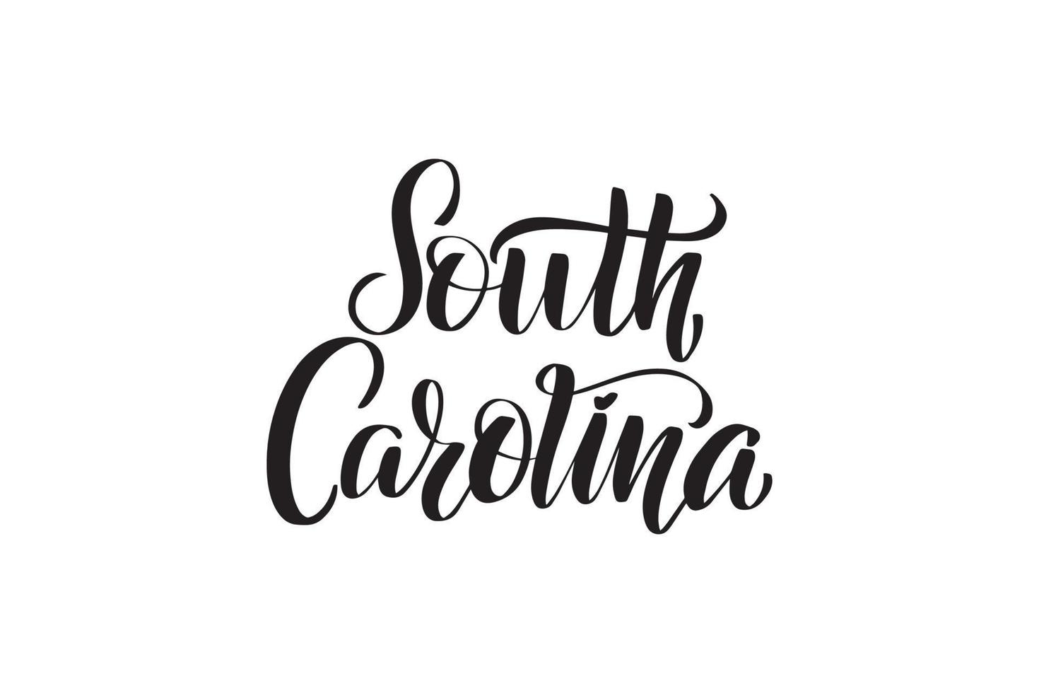 Inspirational handwritten brush lettering South Carolina. Vector calligraphy illustration isolated on white background. Typography for banners, badges, postcard, tshirt, prints, posters.